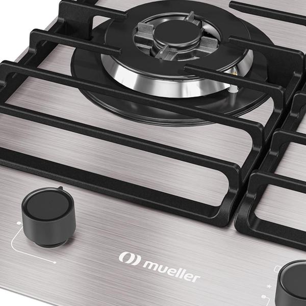 Imagem de Cooktop Mueller 5 Bocas de Alumínio 77cm com Grade Dupla MCG5BL Bivolt