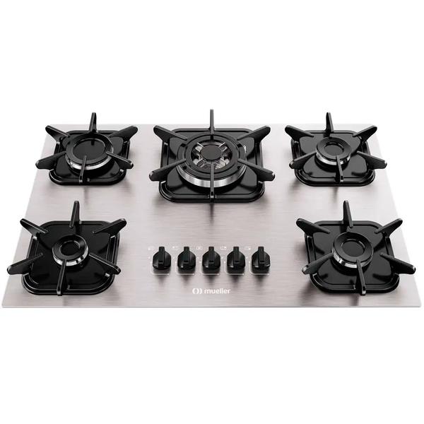 Imagem de Cooktop Mueller 5 Bocas De AlumÍNio Com Queimador Tripla Chama MCG5BK Bivolt