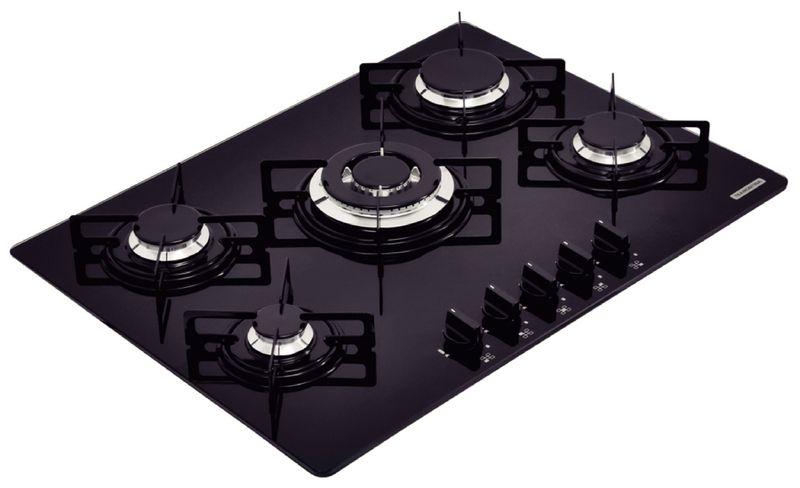 Imagem de Cooktop penta b 5gg tri 70 vidro preto 5 bocas a gás 94708201 T