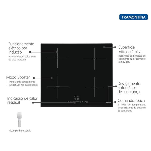 Imagem de Cooktop Por Indução Tramontina Square Slider B 4Ei 60 220V