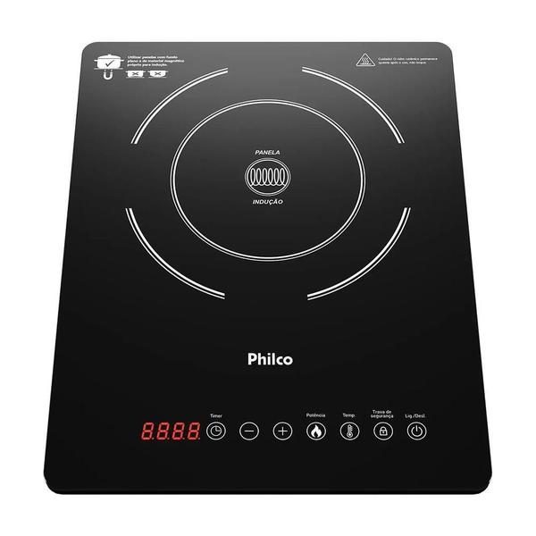 Cooktop Portátil Por Indução Philco Pct12P Com 1 Boca Preto Imagem de Cooktop Portátil Por Indução Philco Pct12P Com 1 Boca Preto
