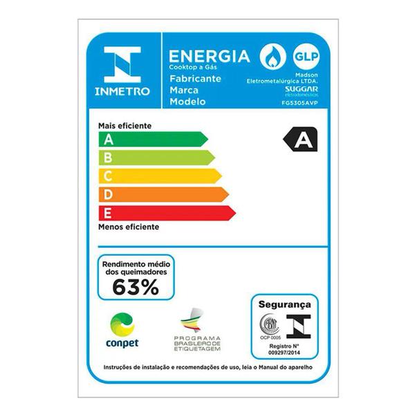Imagem de Cooktop Suggar 5 Bocas Esmaltado Tripla Chama FG5305AVP