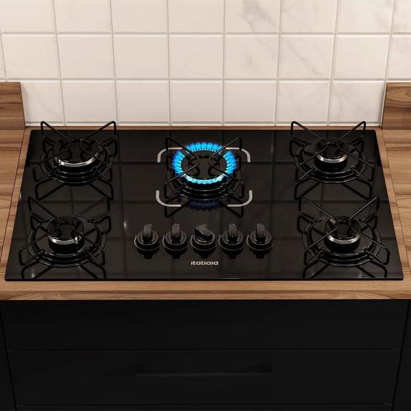 Imagem de Cooktop Vidro Temperado 5 Bocas Essencial Preto Itatiaia