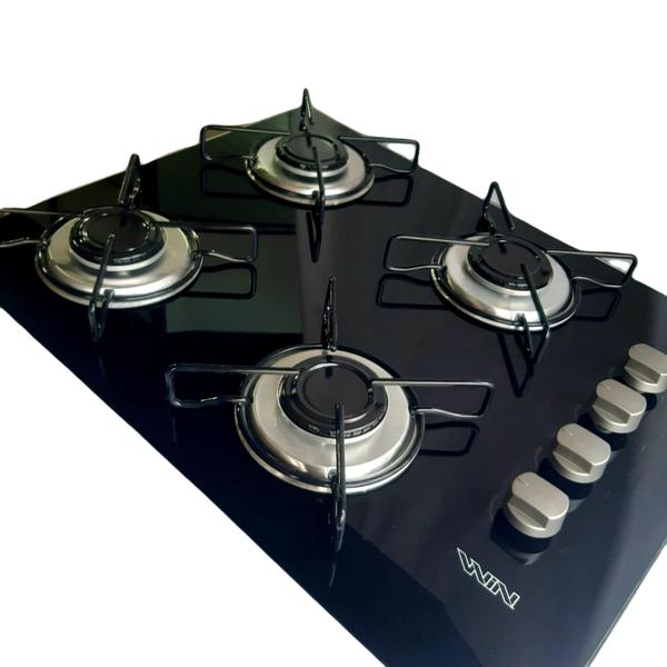 Imagem de Cooktop win flat 4 bocas de sobrepor acend. manual vd preto