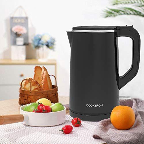 Imagem de CookTRON 1.7L Chaleira Elétrica Silenciosa, Caldeira de Água Quente BPA-Free Cool Touch Kettle, Sem Fio com Auto Shut-Off & Boil Dry Protection, 1500W Fast Boiling, Preto