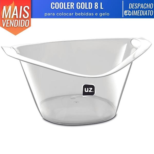 Imagem de Cooler Balde de Gelo Gold Translúcido Transparente Plástico 8 L Armazenar Bebidas