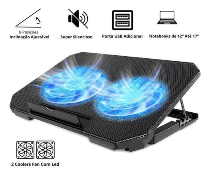 Imagem de Cooler Base Notebook Ajustável Refrigeradoo 2 Coolers C/ Us