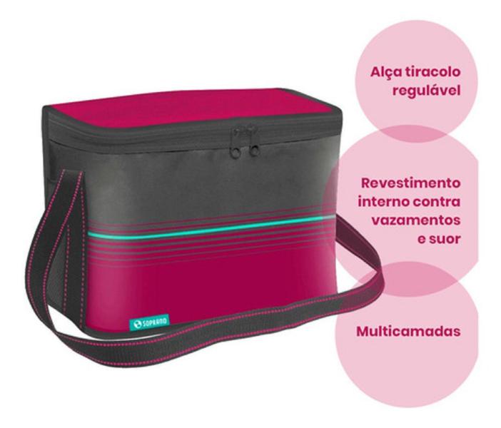 Imagem de Cooler Bolsa Térmica Rosa 9,5 Litros Pop Soprano