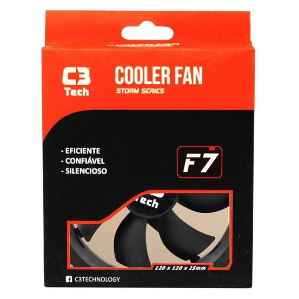 Imagem de Cooler Fan C3Tech F7-100, 120mm, Preto - STORM F7-100BK - C3 tech