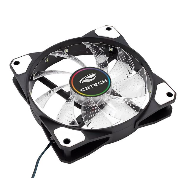 Imagem de Cooler Fan F9-L110M Multicores Gaming, Com LED 120mm, C3Tech - Preto