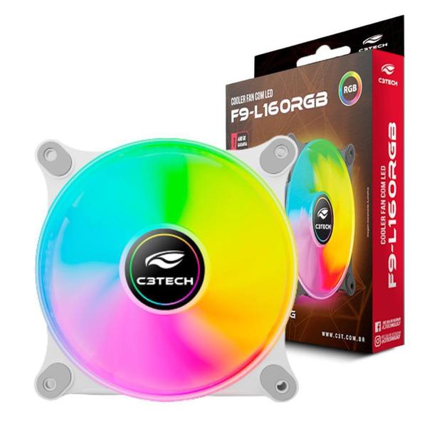 Imagem de Cooler fan f9-l160wh rgb 120mm 12cm ventoinha para gabinete pc gamer c3tech