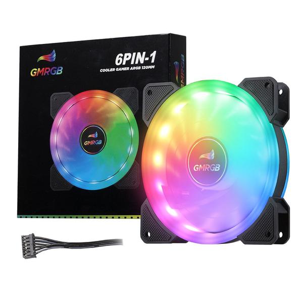 Imagem de Cooler Fan Gamer Ventoinha LED ARGB Luminoso 120MM 6PIN Gabinete Pc Gamer Desktop Refrigeração