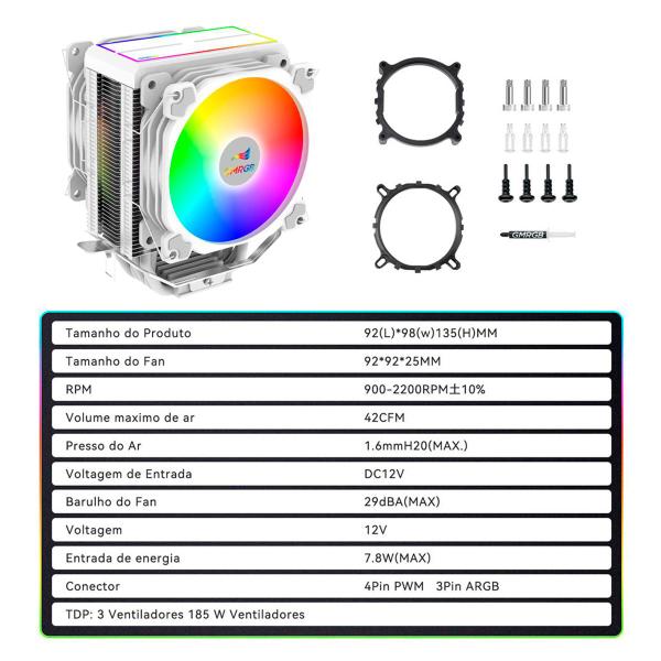 Imagem de Cooler Para Processador Duplo INTEL/AMD Dissipador 6 tubos Cobre LED GMRGB CPU PC GAMER GABINETE