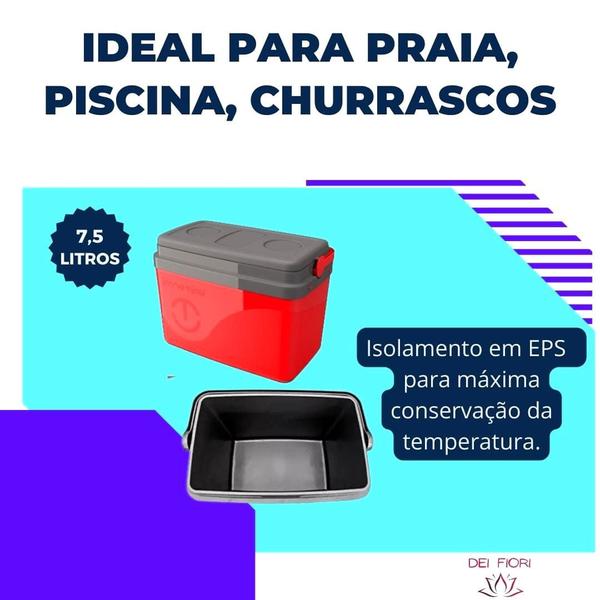Cooler Termico 12 Latas Praia Piscina Pescaria 7,5 Litros - Unitermi Imagem de Cooler Termico 12 Latas Praia Piscina Pescaria 7,5 Litros