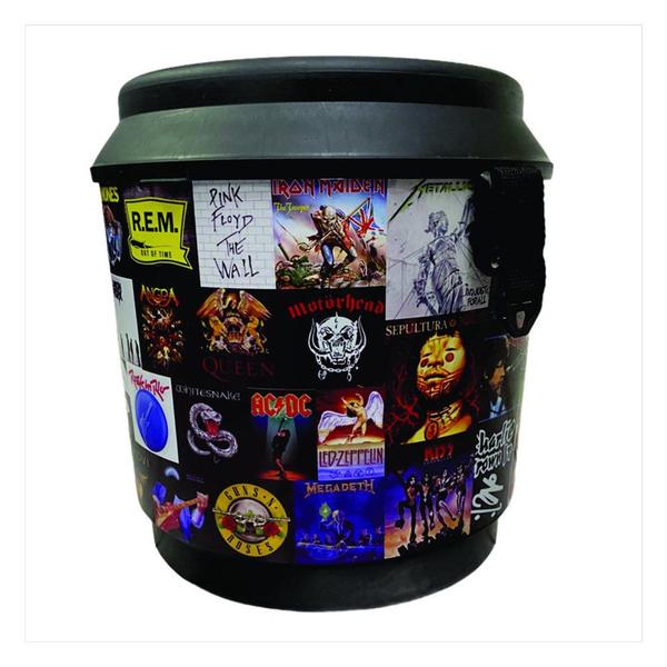 Imagem de Cooler térmico capacidade para 24 latas de 350ml com estampa bandas de rock nacionais e internacionais