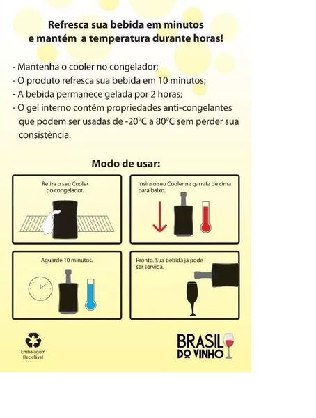 Imagem de Cooler Térmico com Gel Prata Brasil do Vinho - Ideal p/ garrafa de Espumante ou Vinho