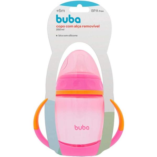 Imagem de Copinho de Bebê Com alça Removível Rosa 250ml 12635 - Buba