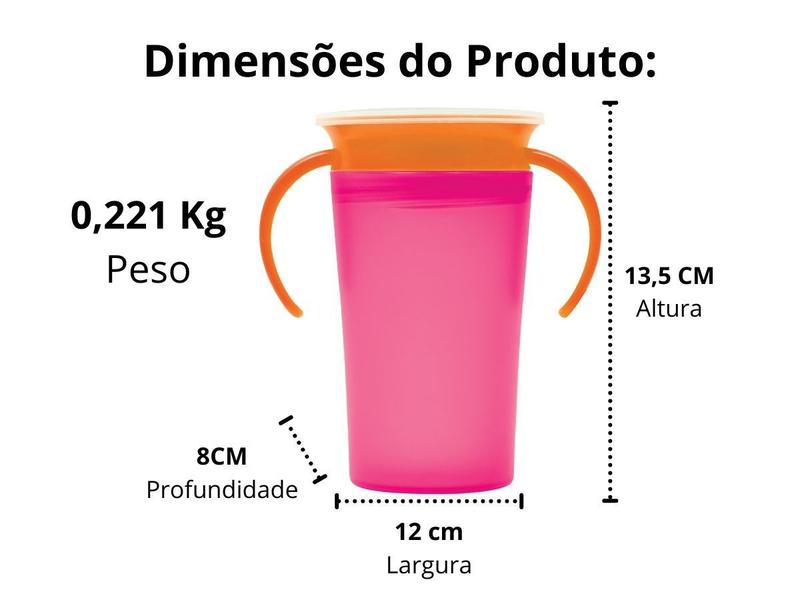 Imagem de Copo 360 Treinamento Transição Buba Com Alça Azul Rosa 260ml