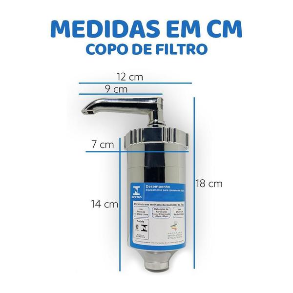 Imagem de Copo Abs Torneira Universal + Kit 3 Refil Filtro Universal