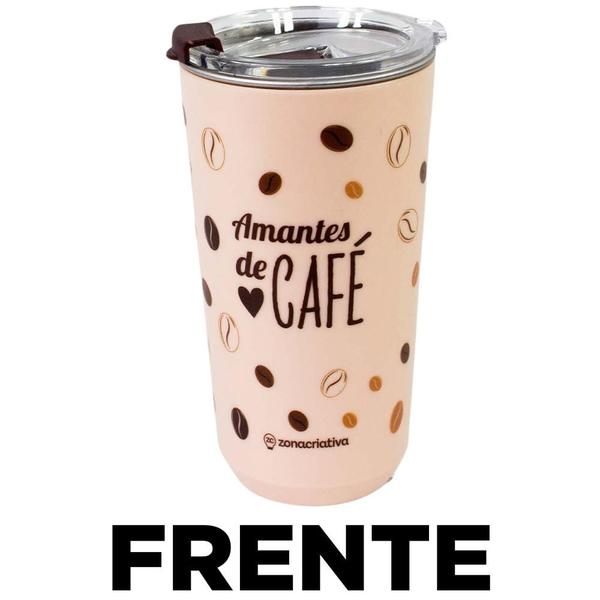 Imagem de Copo Amantes De Café Térmico Quente Gelado 500ml Com Tampa