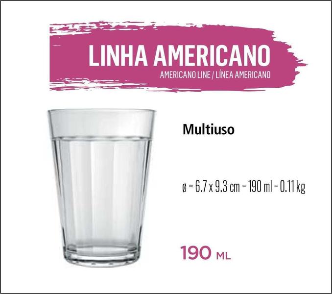 Imagem de Copo Americano 190Ml Bar Restaurante Copos Tradicional 12