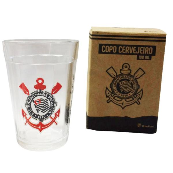 Imagem de Copo Americano de Vidro 190ml Tradicional Bar Cerveja Escudo Time Corinthians Oficial