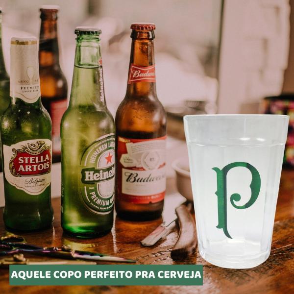 Imagem de Copo Americano de Vidro 190ml Tradicional Bar Cerveja Escudo Time Palmeiras Oficial