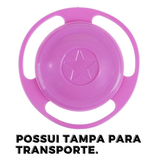 Imagem de Copo Antivazamento + Prato Infantil Não Derruba Comida 360 Giro Giratório Treinamento Transição Rosa e Azul Bebe Baby