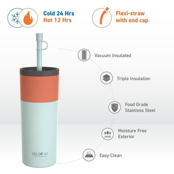 Imagem de Copo asobu Sippy Double Wall Stainless Steel 600mL Pastel Teal