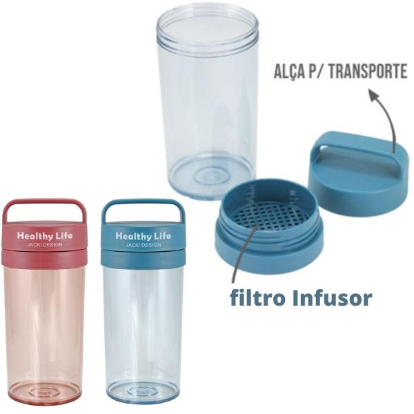 Imagem de Copo Azul Com Alça Fitness Concept Jacki Design 430ml 