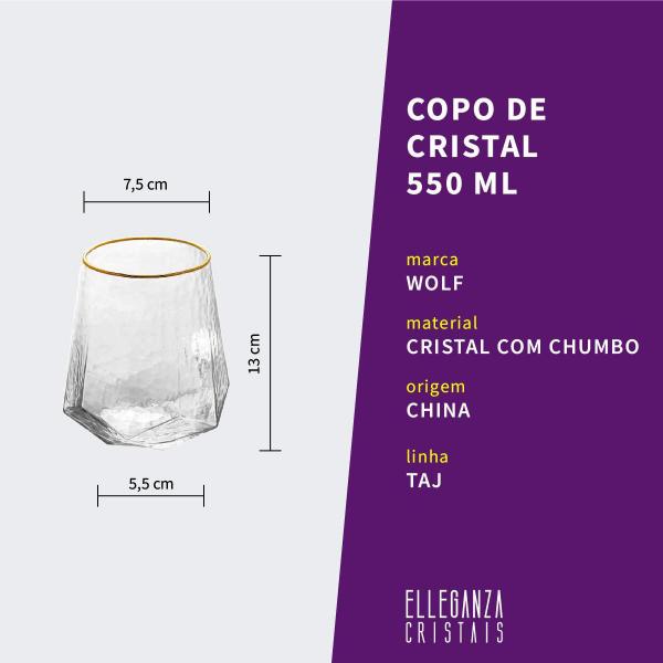 Imagem de Copo Baixo De Cristal 550 Ml Borda Dourada Linha Taj Wolff