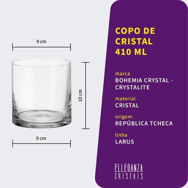 Imagem de Copo Baixo De Cristal Bohemia Para Whisky 410Ml Larus 1 Peça