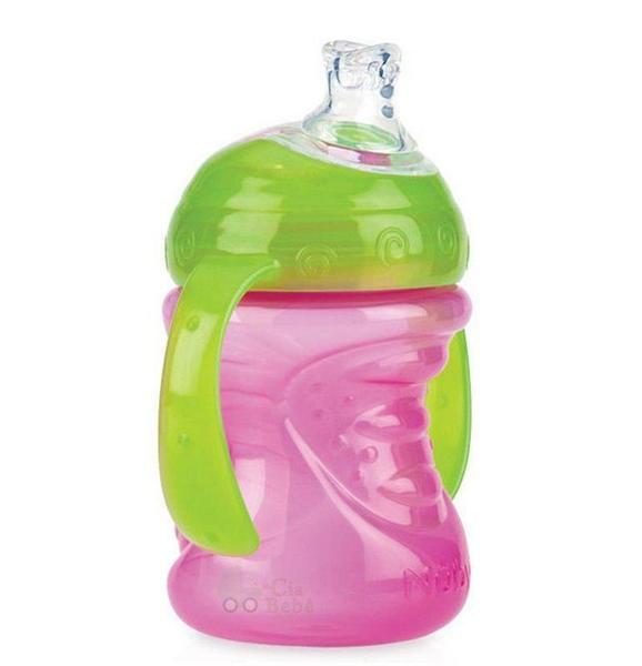 Imagem de Copo Bebê Com Alça De Silicone Rosa 240ml Nuby