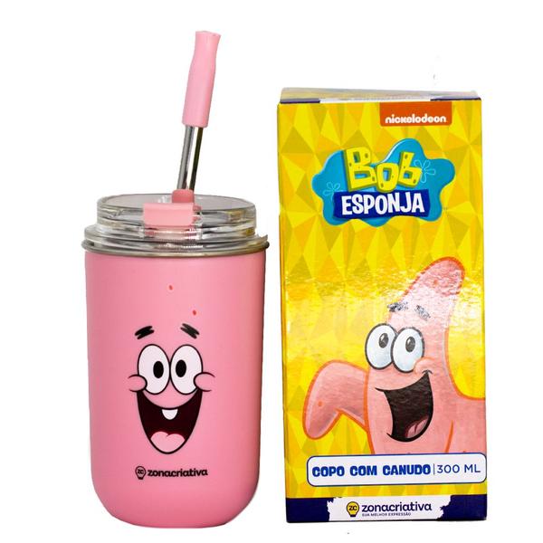 Imagem de Copo Bob Esponja ou Patrick Estrela Neo com Canudo 300ml