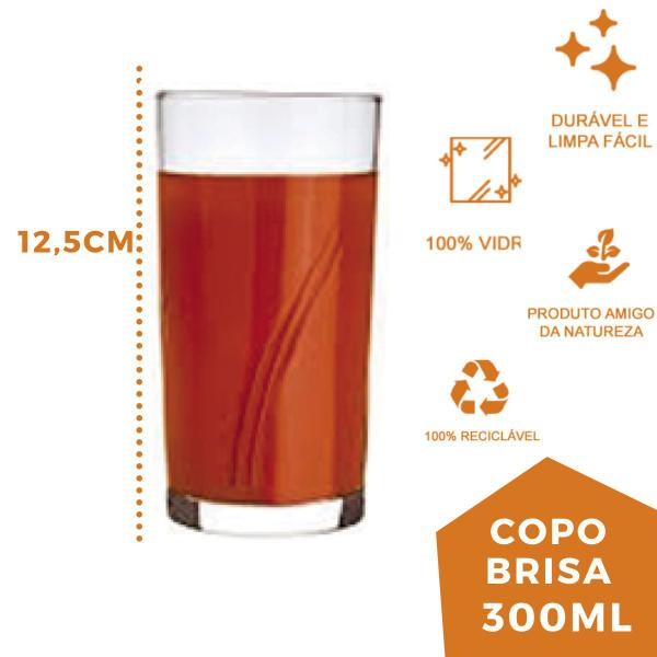 Imagem de Copo Brisa 300ml Vidro Resistente Suco Agua Nadir - 2Un