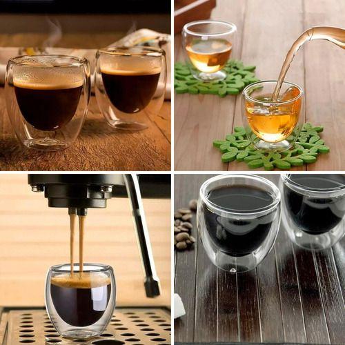 Imagem de Copo Café Vidro Duplo Espresso Chá Capuccino 80 Ml 2 Peças - Mimo Style