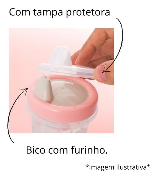 Imagem de Copo Caneca Com Alça E Tampa Rosa Azul Infan 330 Ml Plasútil Variação