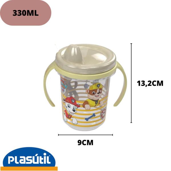 Imagem de Copo Caneca Com Alça E Tampa Rosa Azul Infan 330 Ml Plasútil Variação