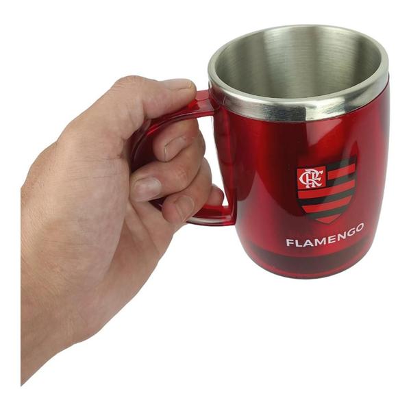 Imagem de Copo Caneca Decorativa Térmica C/ Tampa Flamengo Oficial