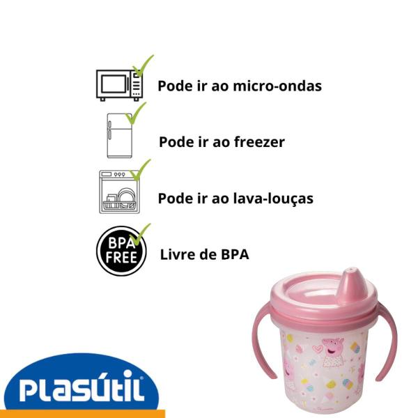 Imagem de Copo Caneca Infantil C/ Alça Peppa Pig 280ml  - Plasútil