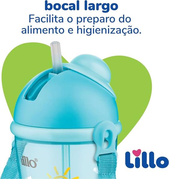 Imagem de Copo Cantil Transição Lillo Infantil Decorado 390 ml Silicone de 1 a 3 Anos Antivazamento C Canudo