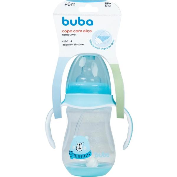 Imagem de Copo Canudo Com Dispositivo Ursinho Azul 250ml Buba