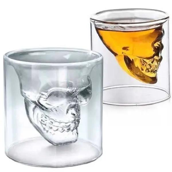 Imagem de Copo Caveira 150ml Skull de Vidro Doomed Shot Bar Whisky