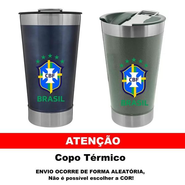 Imagem de Copo Cerveja Termico Copa Do Mundo 473Ml Selecao Brasileira.