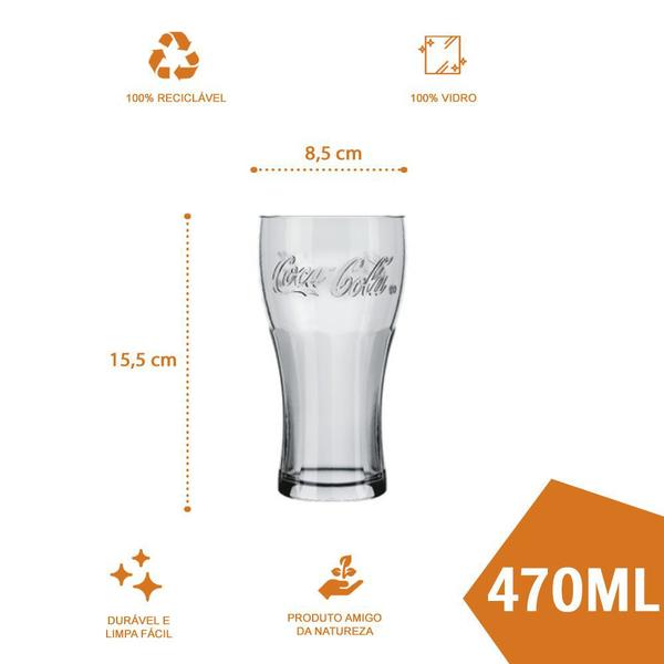 Imagem de Copo Coca-Cola De Vidro 470ML Nadir Figueiredo kit 24 Und