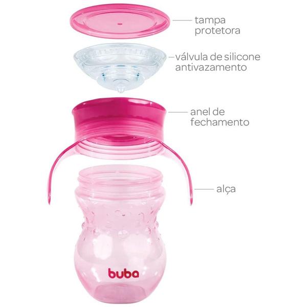 Imagem de Copo Com Alça 360º 250ml +12m Rosa Buba