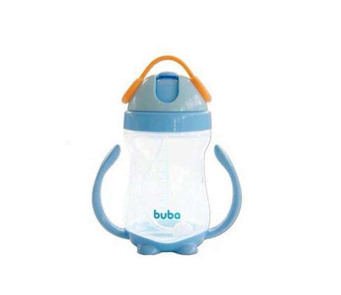 Copo com Alça Canudo de Silicone e Válvula 300 ml Azul Buba - Buba Baby Imagem de Copo com Alça Canudo de Silicone e Válvula 300 ml Azul Buba