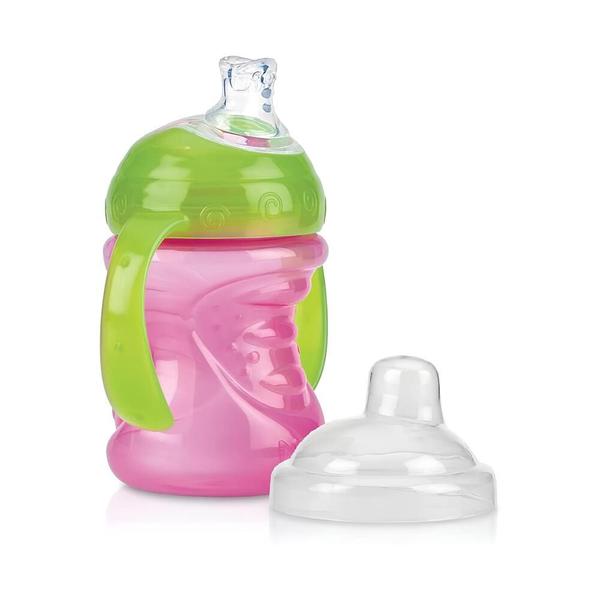 Imagem de Copo Com Alça Com Super Bico De Silicone Antivazamento Para Bebê Menina Feminino 240ML Rosa