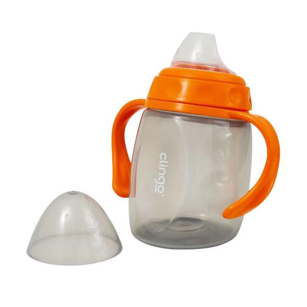 Imagem de Copo Com Alça E Bico De Silicone 220ml Laranja - Clingo