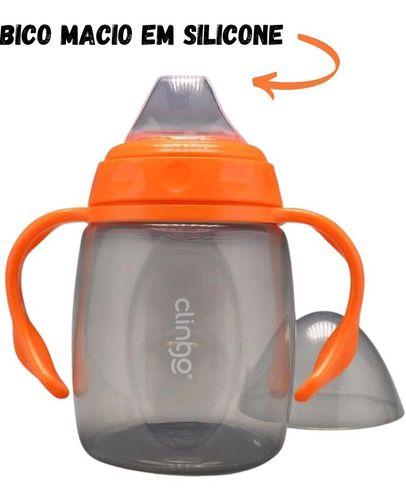 Imagem de Copo Com Alça E Bico Silicone Laranja - 220ml - 8m+ Clingo